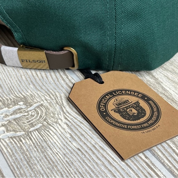 Filson Smokey Bear Low Profile Hat Cap Green Leather Strapback Outdoor Dad NWT - Picture 5 of 8